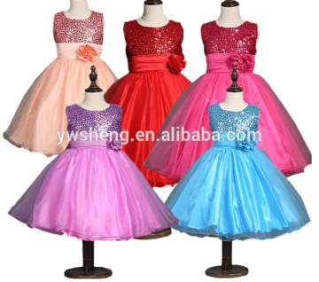 New style girl party wear western dress kids beautiful model dresses sequin elegant frock design for girl