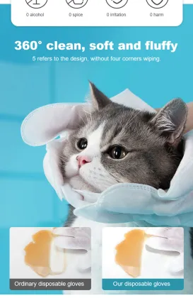 Pet disposable gloves bath cleaning wet tissue cleaning