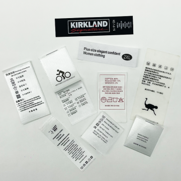 Eco-Friendly Printed Labels for Clothing: White Soft Cotton Ribbon Nylon Taffeta Satin Wash Care Labels