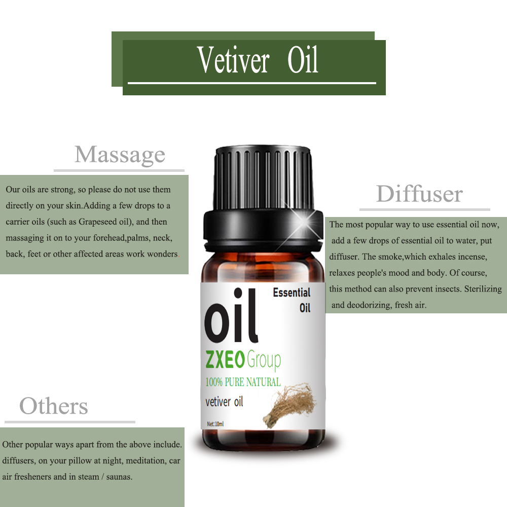 Óleo essencial de vetiver puro 100% natural de vetiver 10 ml de personalização