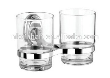 Contemporary stylishe bathroom wall fitting accessories chrome plating metal double tumbler holder