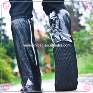 Black colour high upper thickening zipper men rain shoe cover