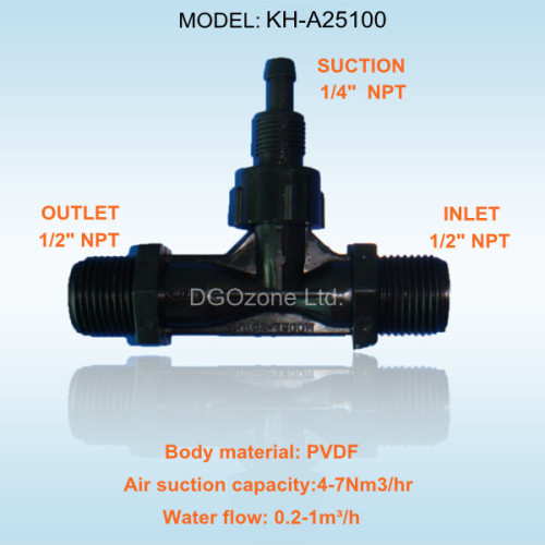 1/2" PVDF venturi tube, ozone and water mixer (KH-A25100)