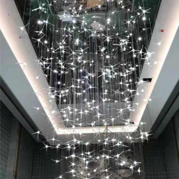 Custom Made Acrylic Glass Crystal Big Linear LED Chandelier for Wedding Banquet Hall and Restaurant