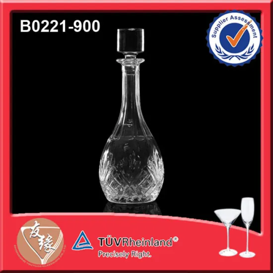 30oz Unique Shape Glass Liquor Bottle Custom Crystal Decanter Set