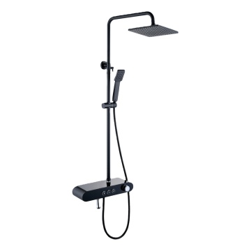 European Luxury LED Digital Mattschwarze Niederschlagsduschkopf mit Diverter - Badezimmer Duschset