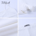 FSDA Summer Ribber Women Set White Spaghetti Strap Crop Top And Mini Biker Shorts Embroidery Two Piece Sets Sexy Outfit Party
