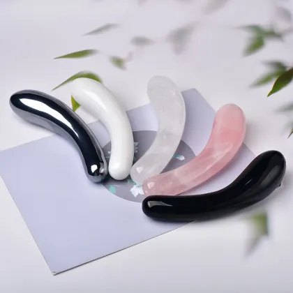 Factory Direct Natural Crystal 18cm Female Massage Stick - Crystal White Obsidian