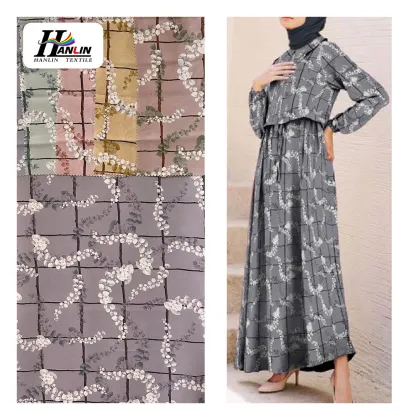 Wholesale Brown Digital Printed Armani Silk Stretch Satin Fabric for Dress