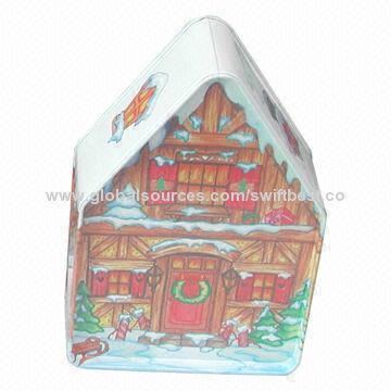 House-shaped Tin Box for Christmas