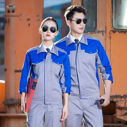 Postman Blue Long-Sleeve Black Oversized Work Coveralls