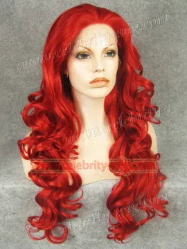 Kim Kardashian Long Wavy Red cosplay Synthetic Lace front wig