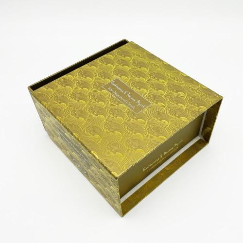 Boîte de tiroir coulissante en or de luxe pour emballage de bougies