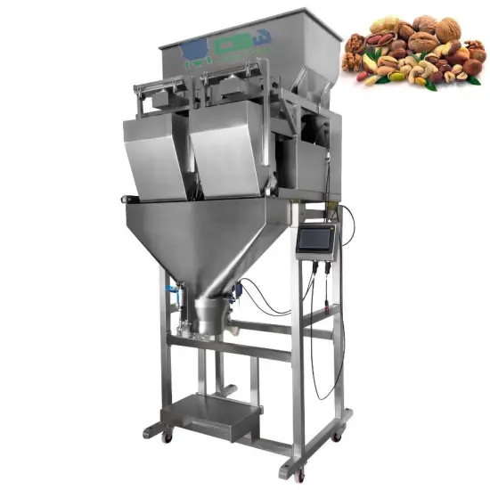 High Precision 2 Heads Linear Weigher Packing Machine for Rice, Nuts, Tea Bags, and Powders