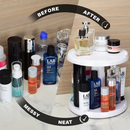 Rotatable Double Deck Seasoning Rack Organizer