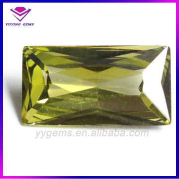 Cheap Price Baguette CZ Gem Peridot Cubic Zirconia Gemstone for Shoes