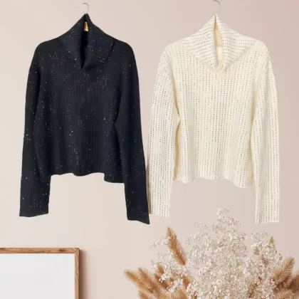 Starry Sky Beaded Collar with Soft Fufu Yarn