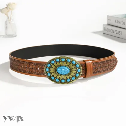 Vintage Brown Alloy Belt Y2K Ethnic Vibe