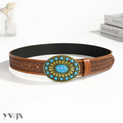 Vintage Brown Alloy Belt Y2K Ethnic Vibe