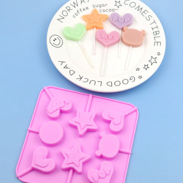 INTODIY Handmade Love Pentagram Candy Lollipop Chocolate Mold Silicone