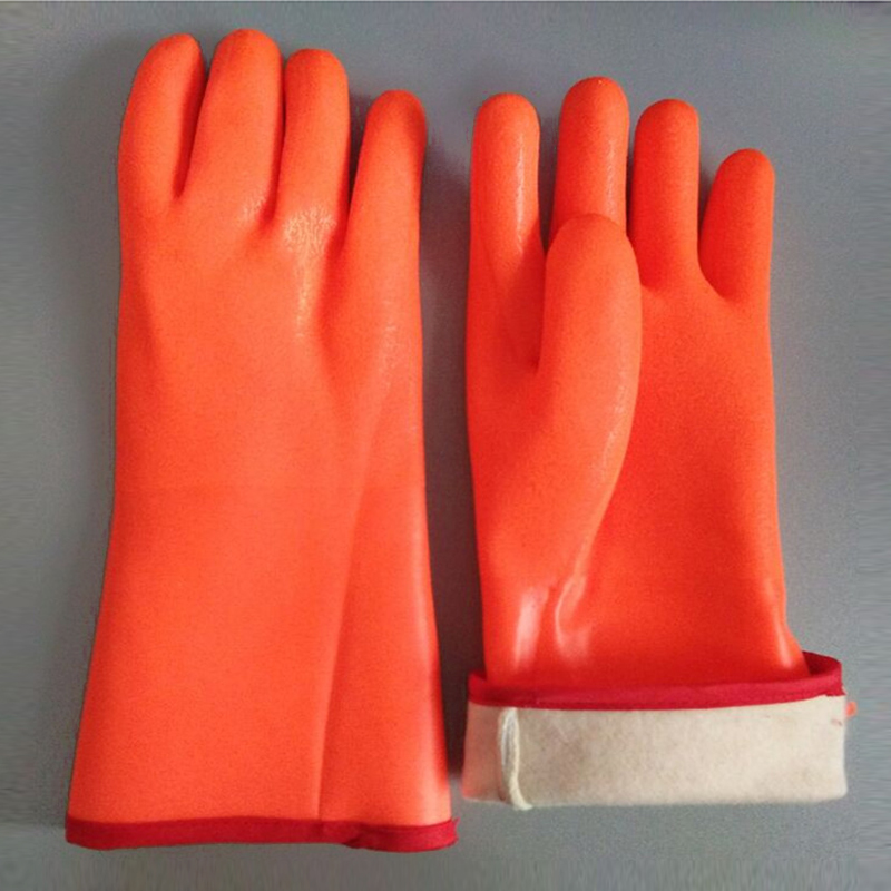 Guanti rivestiti in PVC arancione di sicurezza impermeabile 28 cm