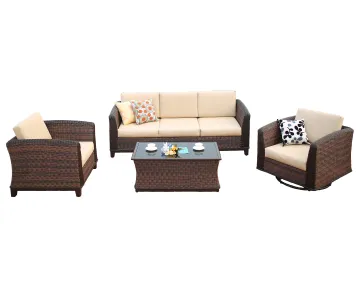Luxury 4-Piece Outdoor Rattan Sofa Patio Corner Set