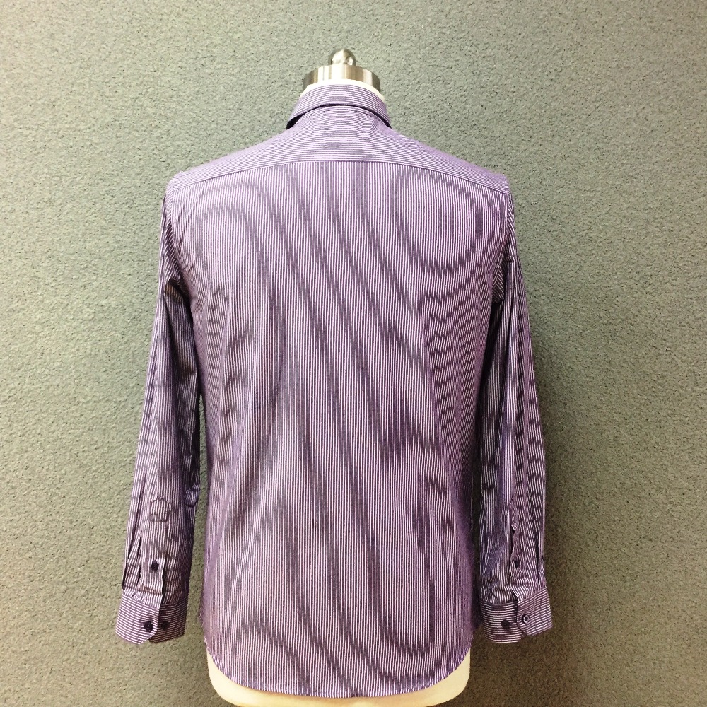 Men's cotton purple yarn dyed long sleeves shirt