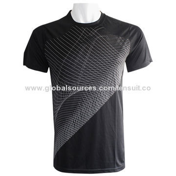 Manufacturer Round Collar Men's T-shirt, Made of 100% Polyester, Silkscreen Printing