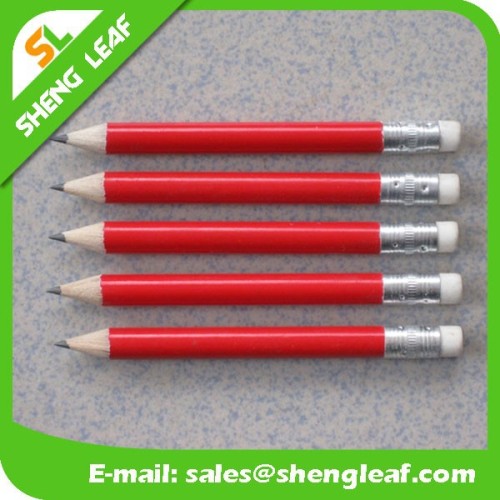 Red color golf pencil small pencils with eraser attached