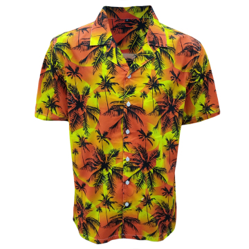 เสื้อเชิ้ตชายหาดอโลฮาผ้าใบสีสันสดใส 100%