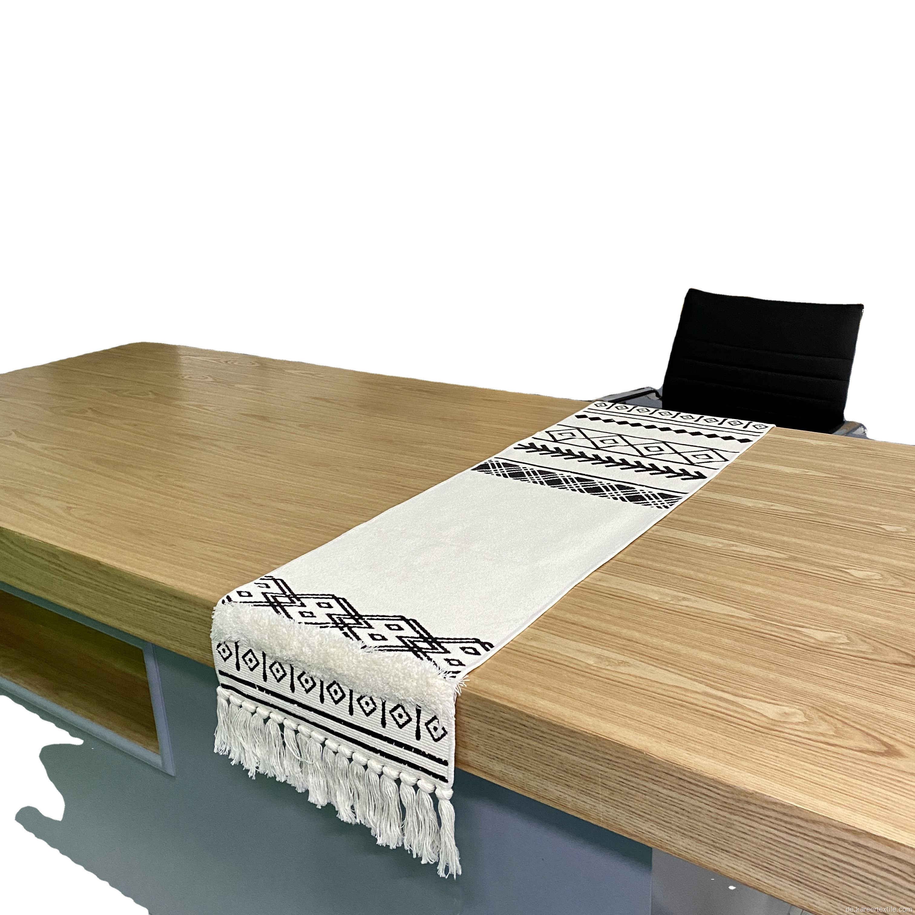 Baumwollgeometrische gedruckte Dekoration langer Boho -Tischläufer
