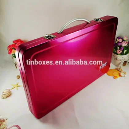 New product wholesale Custom rectangle suitcase metal tin
