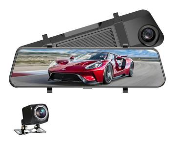 12 Inch Full Touchscreen 2K WiFi Car Dash Cam with Rearview Mirror, GPS and WDR Technology - NT96565