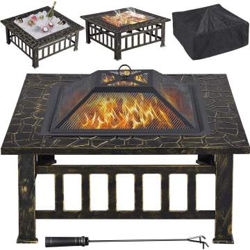 Outdoor square Garden Patio Slate Fire Pit Stove