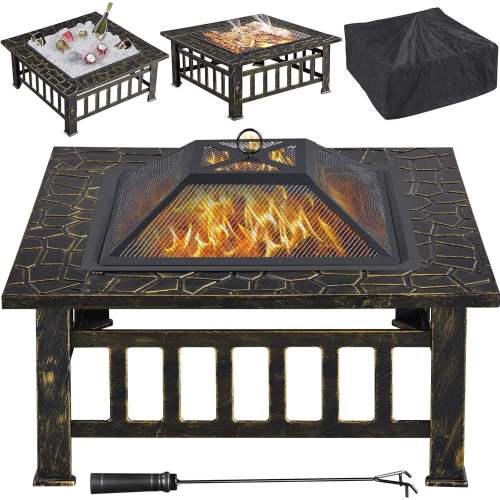 Outdoor square Garden Patio Slate Fire Pit Stove