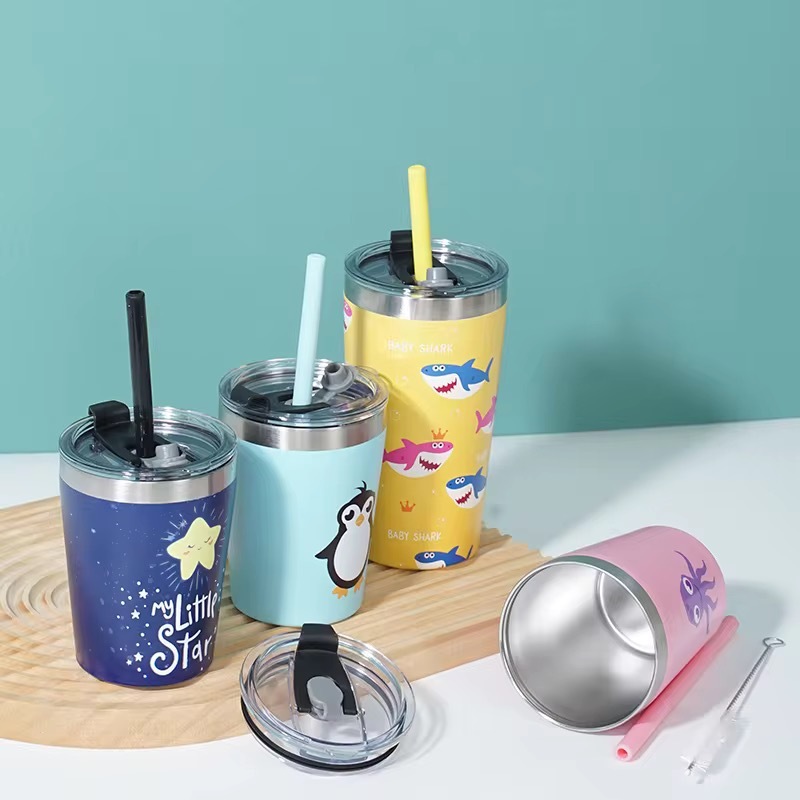 Insulated Stainless Steel Kids Tumbler with Straw
