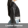 Chaqueta de béisbol de mujer negra corta