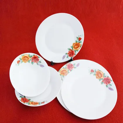 White Ceramic Tableware Flower Decaled Ceramic Tableware