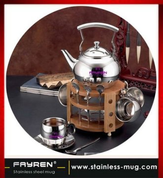 Stainless steel tea cup and saucer