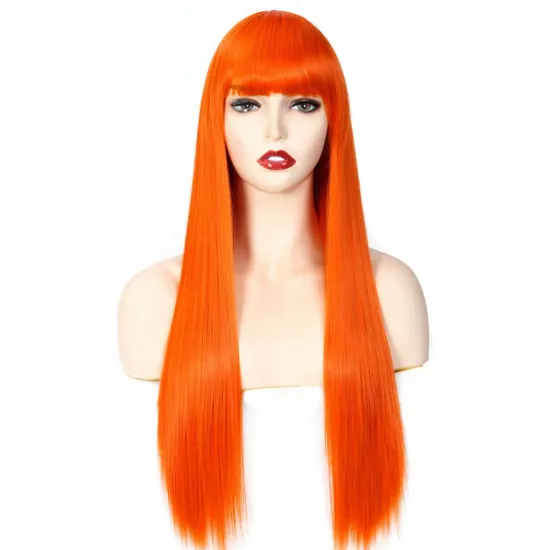 Long Mix Purple Straight Synthetic Cosplay Wig With Bangs Wigs for Women African American Lolita wig