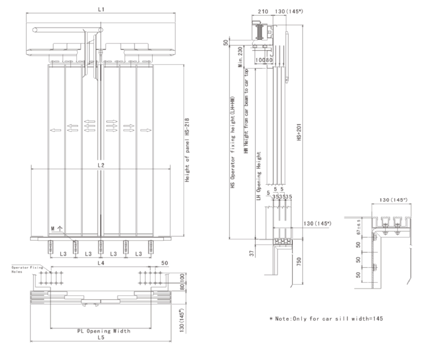 Six Panels Centre Opening Car Door (PL less than 1800)-drawing