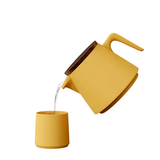 Ceramic Tea Pot with Warmer - Ice Jade Teapot with Glass Base and Double Wall Mugs