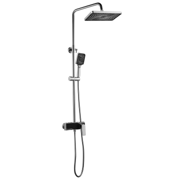 Chrome Brass Bathroom Shower System with Diverter Buttons and Rock-Plate Tap Set