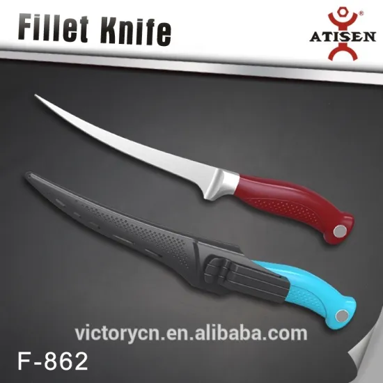 High quality 8" stainless steel fillet knife,with hight quality black pu sheath F-862