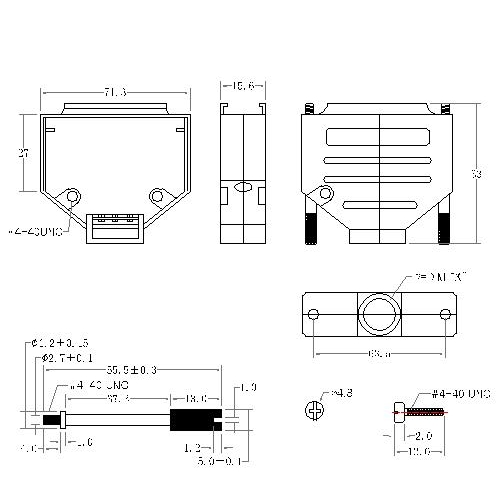 DBZH-37XX1 4 D-SUB METAL HOODS, 37P, H TYPE, SHORT SCREW 