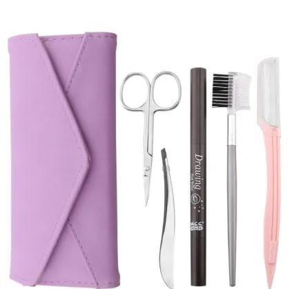 Stainless Steel Eyebrow Trimming Scissors Set
