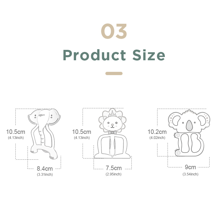 Ready Stock Cute Animal Silicone Baby Product Teething Toy Set