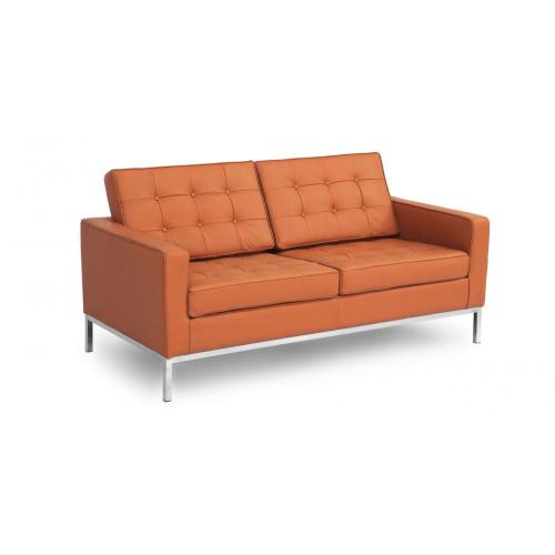 Florence Knoll replica leather loveseat sofa