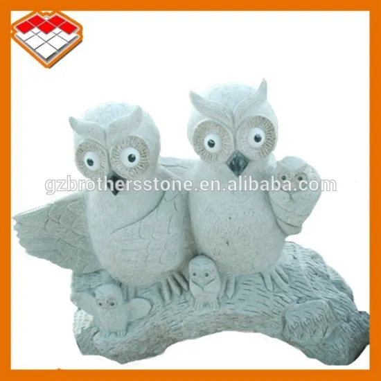 Hand carved granite stone mother and children owl statues for outdoor decoration
