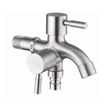 Polished Garden Double Bibcock Brass Water Tap Metal Faucets